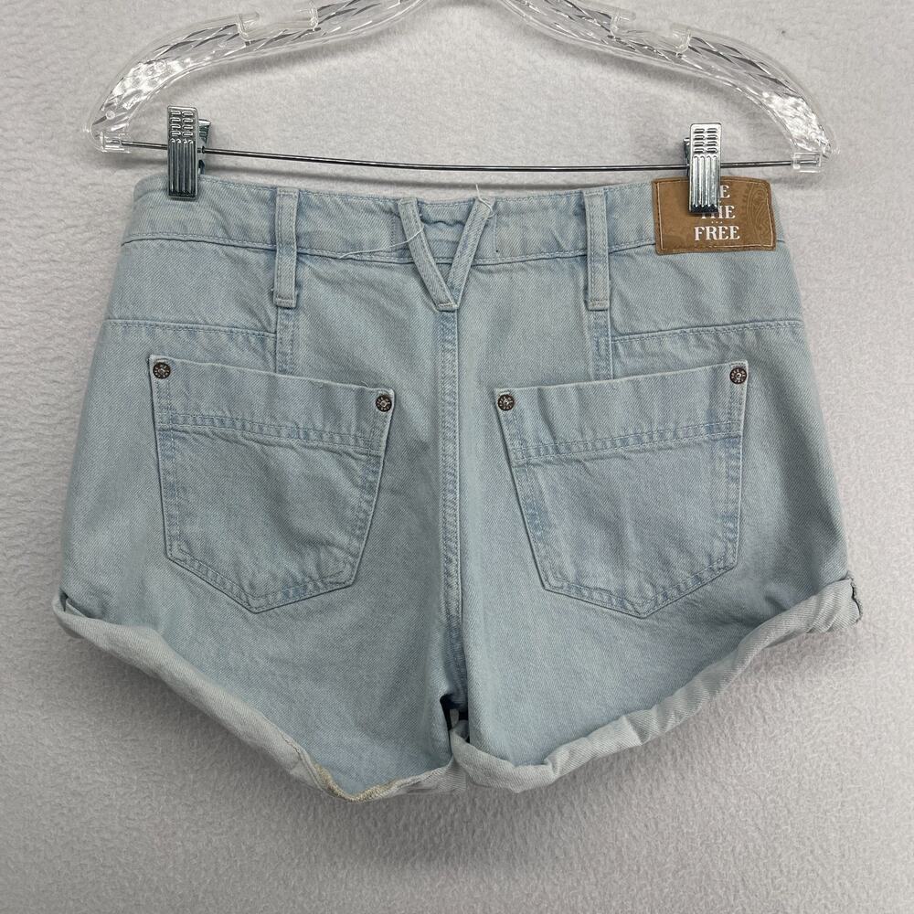 WE THE FREE PEOPLE Shorts 25 Beginners Luck Slouch Cut Off Cuffed Blue - Picture 3 of 15